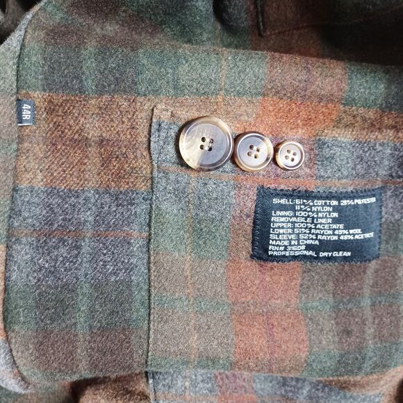 NWT Jos A Bank $350 Tan Trench Coat 44R Removable Plaid Wool Liner Belted Long - Picture 11 of 12